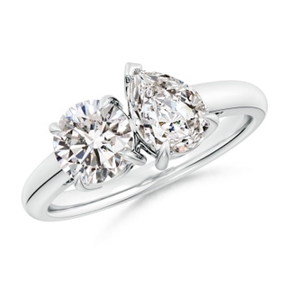 6.5mm IJI1I2 Round & Pear Diamond Two-Stone Engagement Ring in S999 Silver