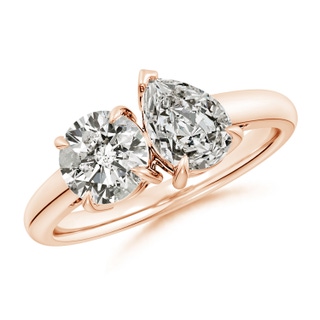 6.5mm KI3 Round & Pear Diamond Two-Stone Engagement Ring in Rose Gold