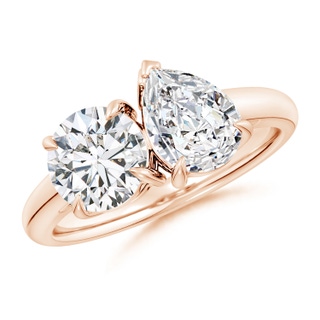 7.4mm HSI2 Round & Pear Diamond Two-Stone Engagement Ring in Rose Gold