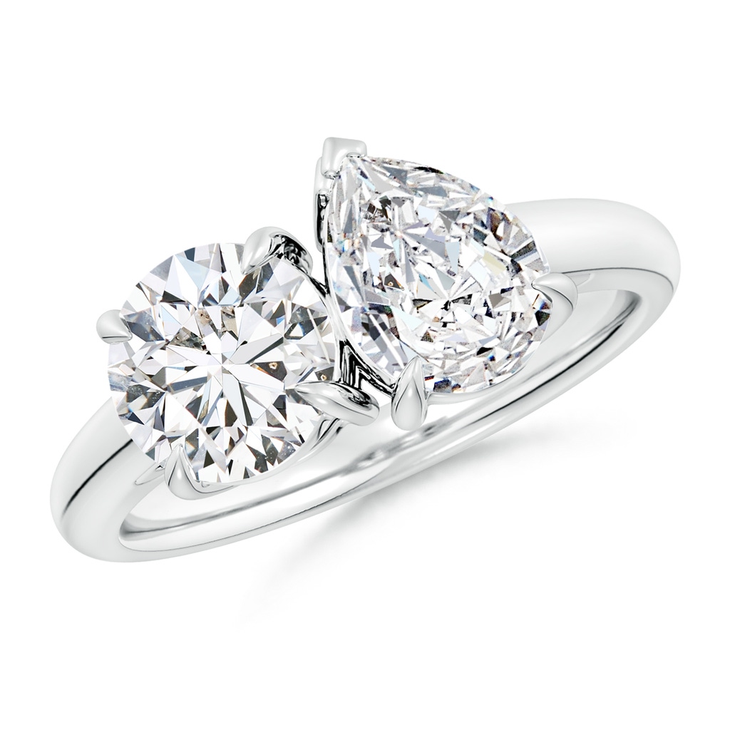 7.4mm HSI2 Round & Pear Diamond Two-Stone Engagement Ring in White Gold
