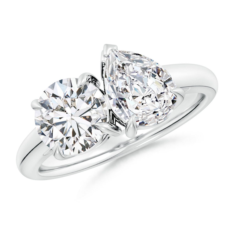 7.4mm HSI2 Round & Pear Diamond Two-Stone Engagement Ring in White Gold 