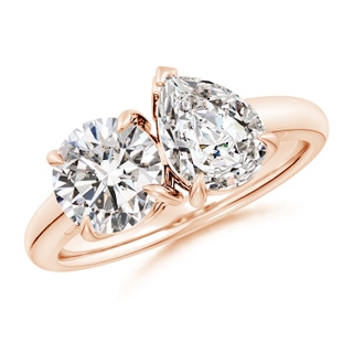 7.4mm IJI1I2 Round & Pear Diamond Two-Stone Engagement Ring in 10K Rose Gold