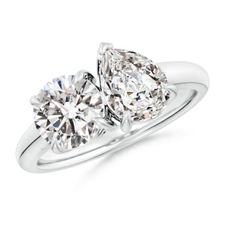 7.4mm IJI1I2 Round & Pear Diamond Two-Stone Engagement Ring in S999 Silver