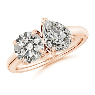 7.4mm KI3 Round & Pear Diamond Two-Stone Engagement Ring in 18K Rose Gold