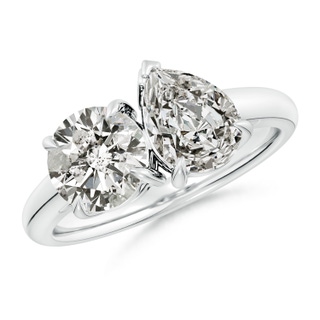 7.4mm KI3 Round & Pear Diamond Two-Stone Engagement Ring in S999 Silver