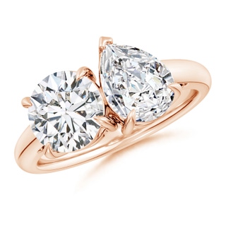 8mm HSI2 Round & Pear Diamond Two-Stone Engagement Ring in 18K Rose Gold