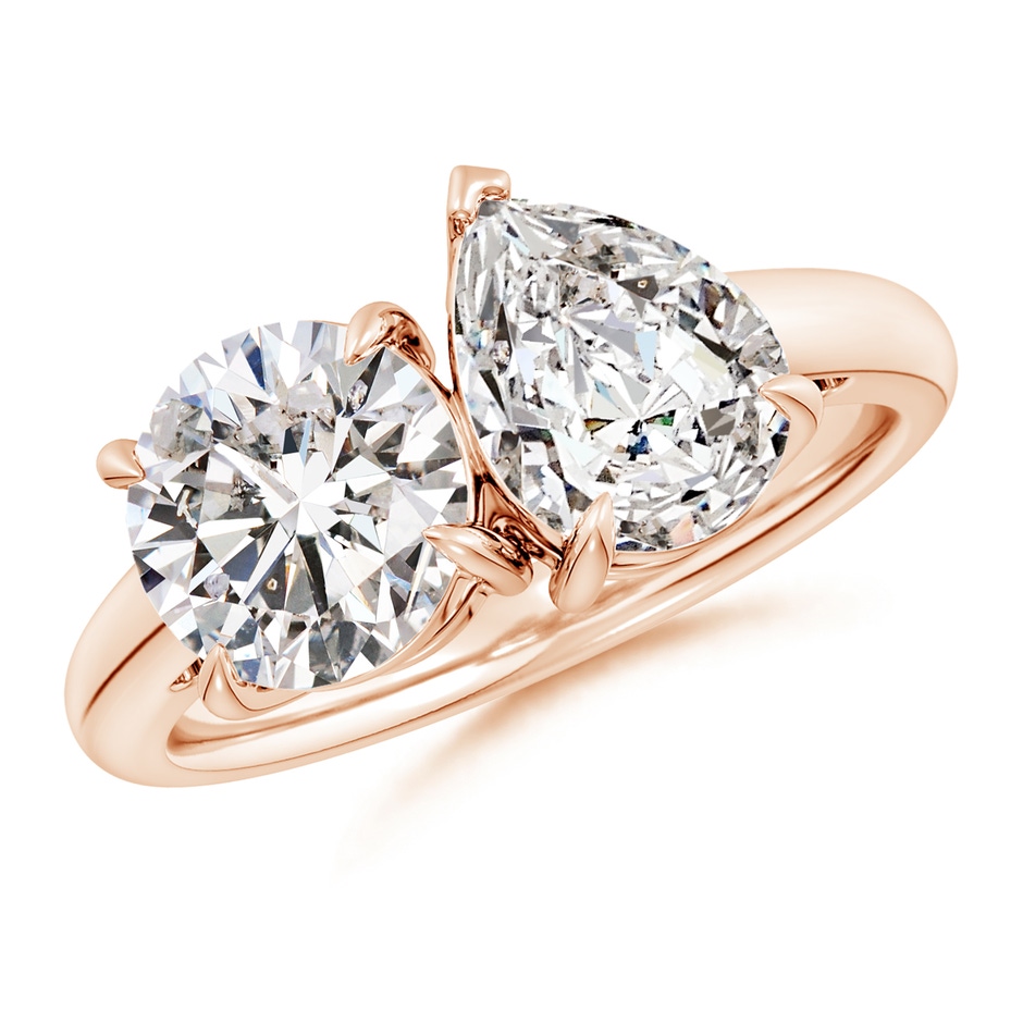8mm IJI1I2 Round & Pear Diamond Two-Stone Engagement Ring in Rose Gold 