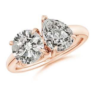 8mm KI3 Round & Pear Diamond Two-Stone Engagement Ring in 18K Rose Gold