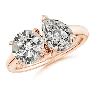 8mm KI3 Round & Pear Diamond Two-Stone Engagement Ring in Rose Gold
