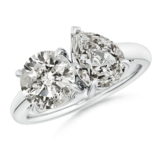 8mm KI3 Round & Pear Diamond Two-Stone Engagement Ring in S999 Silver