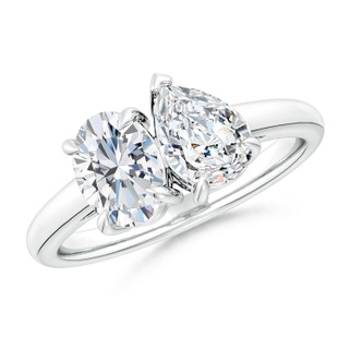7.7x5.7mm GVS2 Oval & Pear Diamond Two-Stone Engagement Ring in S999 Silver