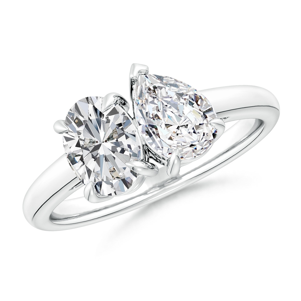 7.7x5.7mm HSI2 Oval & Pear Diamond Two-Stone Engagement Ring in White Gold