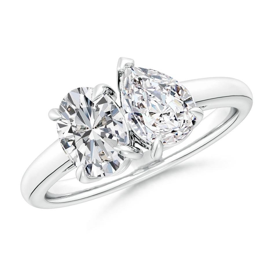 7.7x5.7mm HSI2 Oval & Pear Diamond Two-Stone Engagement Ring in White Gold 