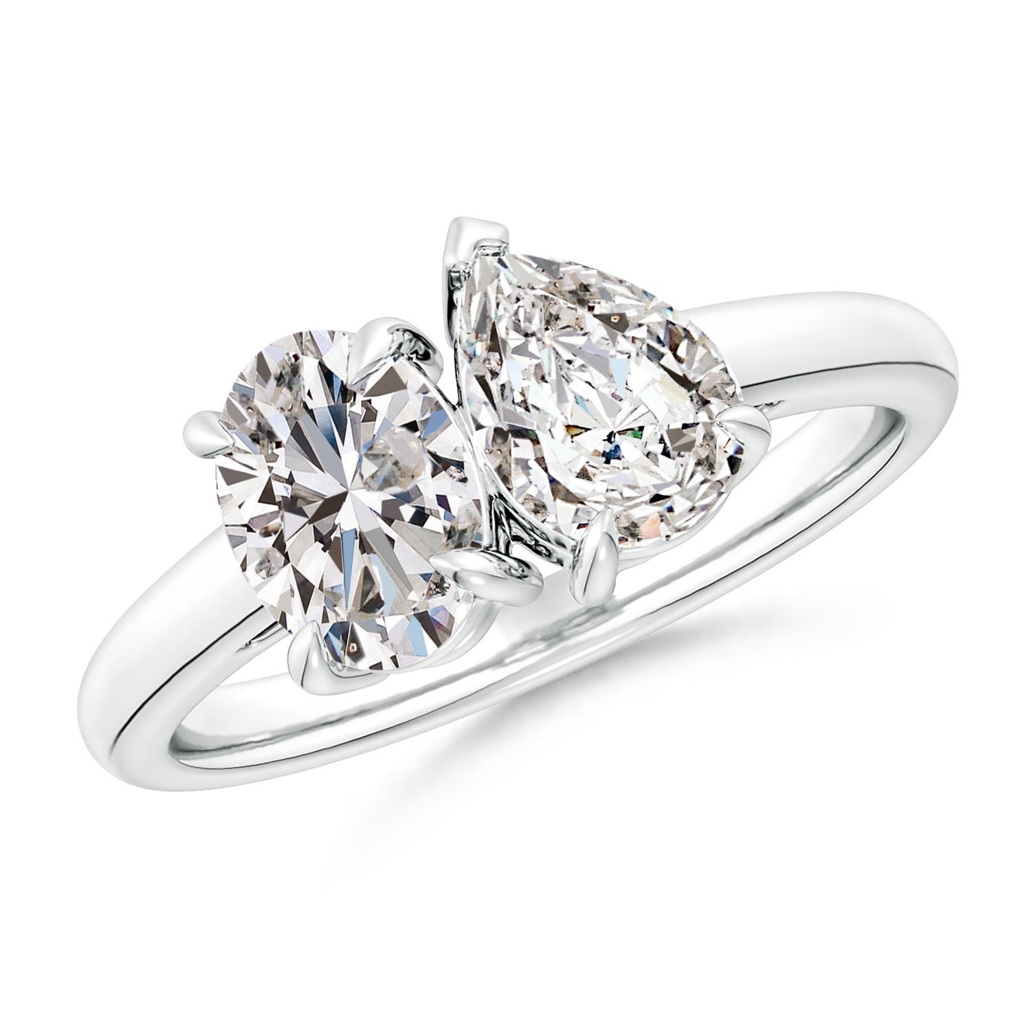7.7x5.7mm IJI1I2 Oval & Pear Diamond Two-Stone Engagement Ring in P950 Platinum