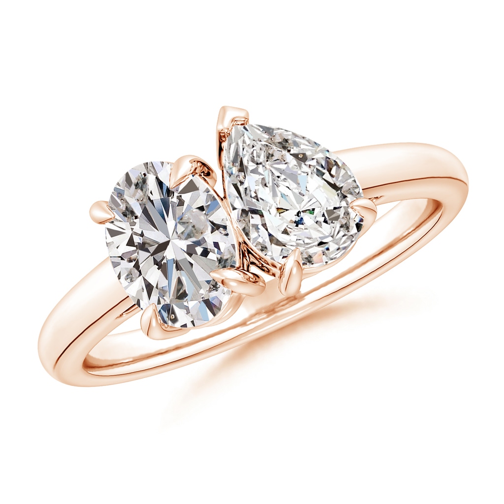 7.7x5.7mm IJI1I2 Oval & Pear Diamond Two-Stone Engagement Ring in Rose Gold