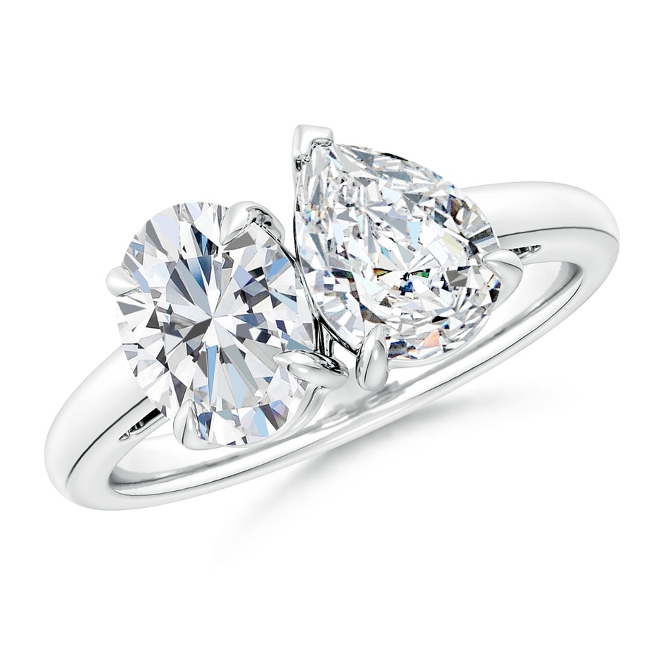 8.5x6.5mm GVS2 Oval & Pear Diamond Two-Stone Engagement Ring in S999 Silver 
