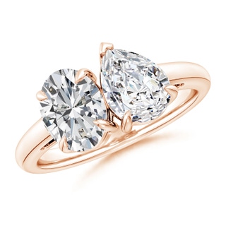 8.5x6.5mm HSI2 Oval & Pear Diamond Two-Stone Engagement Ring in 18K Rose Gold