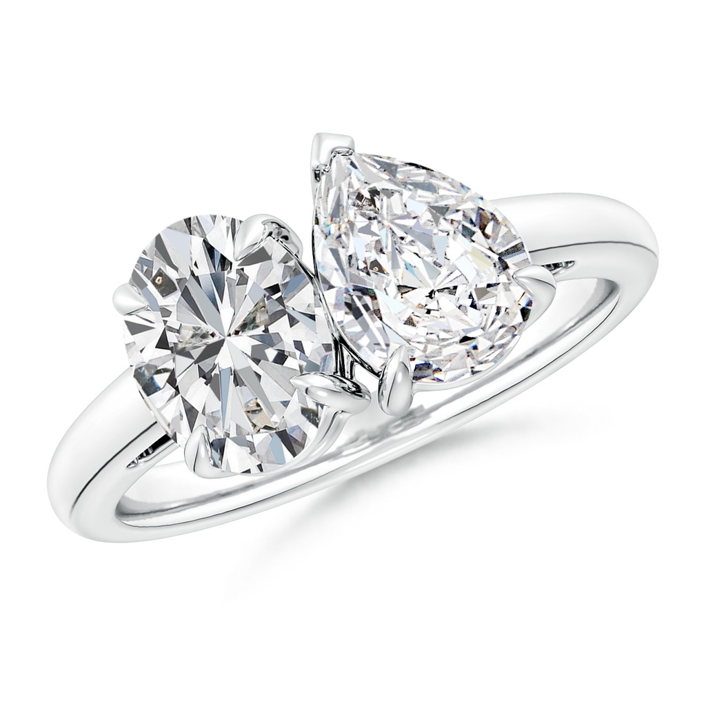 8.5x6.5mm HSI2 Oval & Pear Diamond Two-Stone Engagement Ring in White Gold