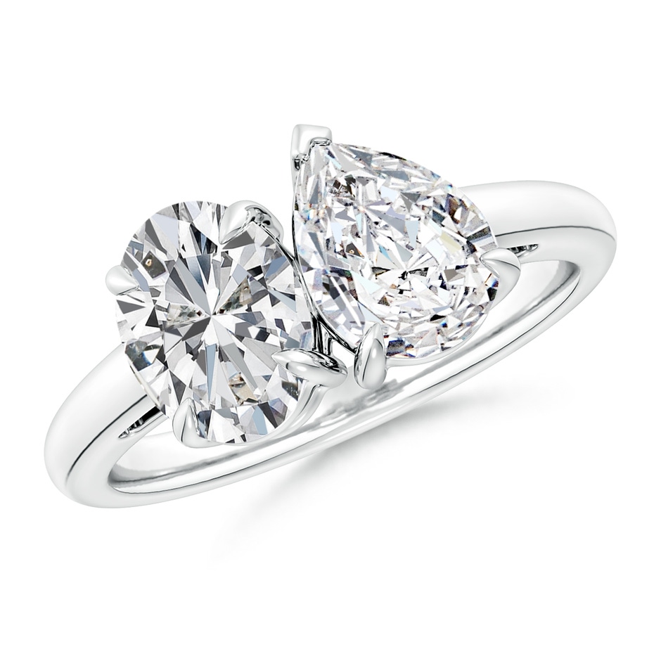 8.5x6.5mm HSI2 Oval & Pear Diamond Two-Stone Engagement Ring in White Gold 