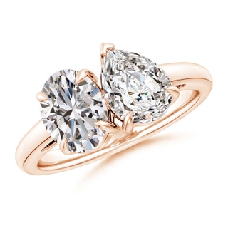 8.5x6.5mm IJI1I2 Oval & Pear Diamond Two-Stone Engagement Ring in Rose Gold