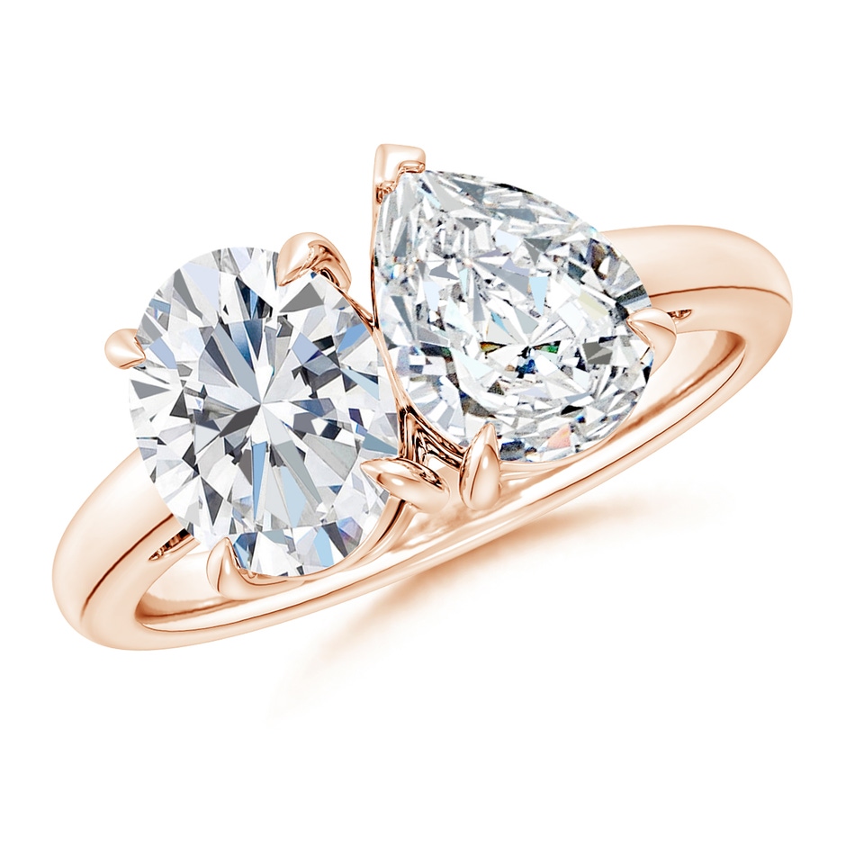 9x7mm GVS2 Oval & Pear Diamond Two-Stone Engagement Ring in Rose Gold 