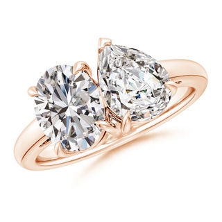 9x7mm IJI1I2 Oval & Pear Diamond Two-Stone Engagement Ring in 18K Rose Gold