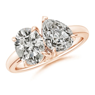 9x7mm KI3 Oval & Pear Diamond Two-Stone Engagement Ring in 18K Rose Gold