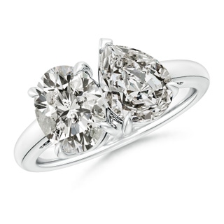 9x7mm KI3 Oval & Pear Diamond Two-Stone Engagement Ring in S999 Silver