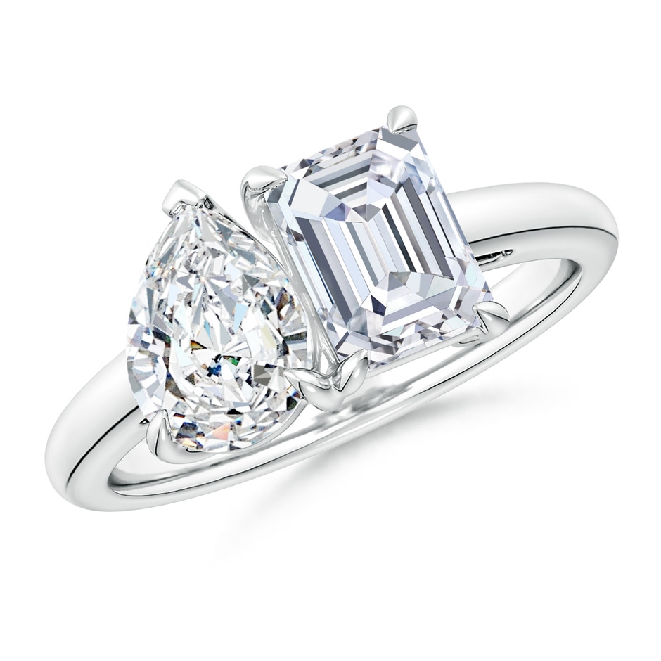 7.5x5.5mm GVS2 Emerald-Cut & Pear Diamond Two-Stone Engagement Ring in P950 Platinum 
