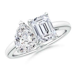 7.5x5.5mm HSI2 Emerald-Cut & Pear Diamond Two-Stone Engagement Ring in P950 Platinum