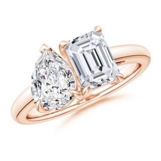 7.5x5.5mm HSI2 Emerald-Cut & Pear Diamond Two-Stone Engagement Ring in Rose Gold