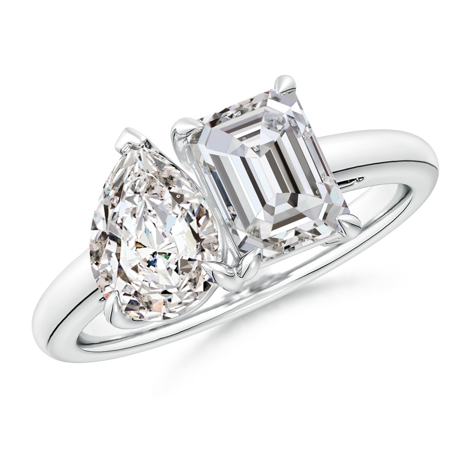 7.5x5.5mm IJI1I2 Emerald-Cut & Pear Diamond Two-Stone Engagement Ring in P950 Platinum 