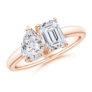 7x5mm HSI2 Emerald-Cut & Pear Diamond Two-Stone Engagement Ring in 9K Rose Gold