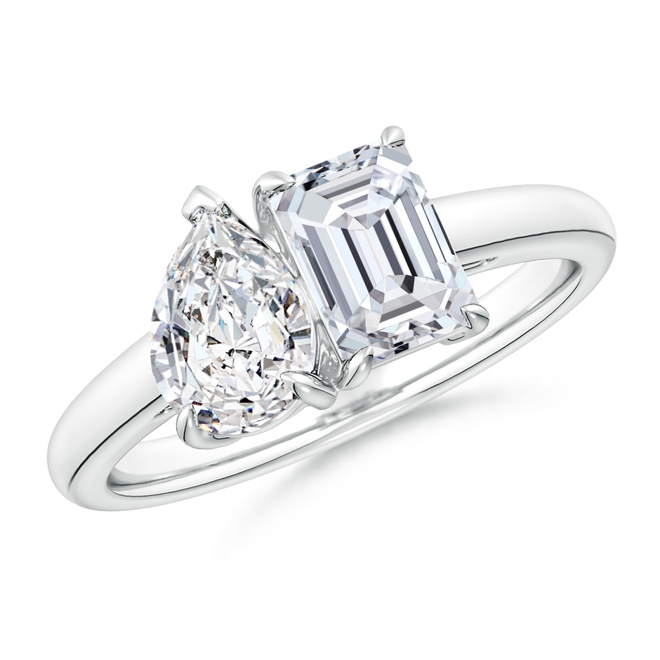 7x5mm HSI2 Emerald-Cut & Pear Diamond Two-Stone Engagement Ring in P950 Platinum 
