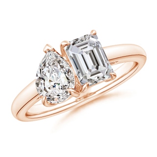 7x5mm IJI1I2 Emerald-Cut & Pear Diamond Two-Stone Engagement Ring in Rose Gold