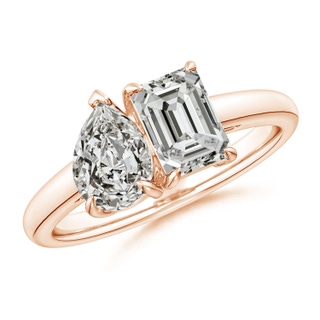 7x5mm KI3 Emerald-Cut & Pear Diamond Two-Stone Engagement Ring in 10K Rose Gold