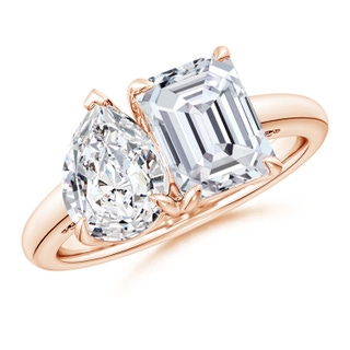 8.5x6.5mm HSI2 Emerald-Cut & Pear Diamond Two-Stone Engagement Ring in 18K Rose Gold