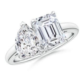8.5x6.5mm HSI2 Emerald-Cut & Pear Diamond Two-Stone Engagement Ring in P950 Platinum