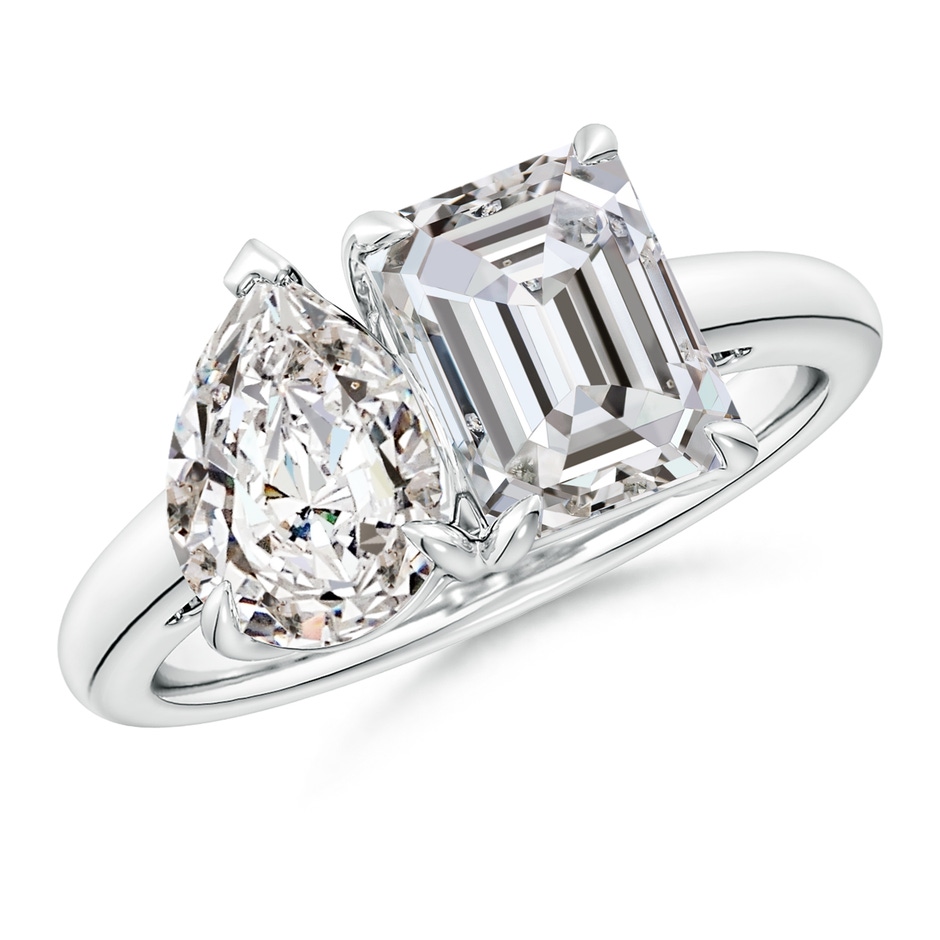 8.5x6.5mm IJI1I2 Emerald-Cut & Pear Diamond Two-Stone Engagement Ring in P950 Platinum 