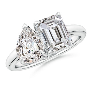 8.5x6.5mm IJI1I2 Emerald-Cut & Pear Diamond Two-Stone Engagement Ring in S999 Silver