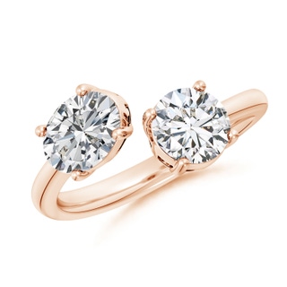 7.7x5.7mm HSI2 Oval & Round Diamond Two-Stone Open Ring in 18K Rose Gold