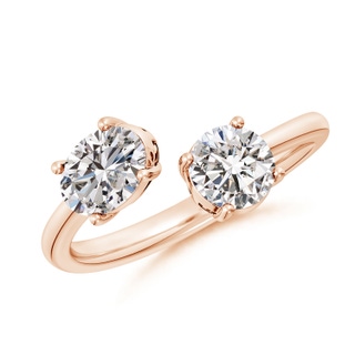 7x5mm IJI1I2 Oval & Round Diamond Two-Stone Open Ring in 10K Rose Gold