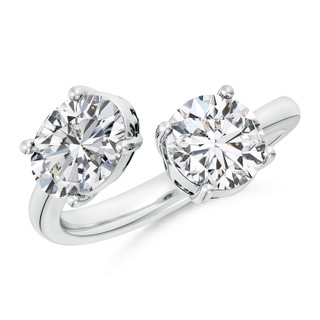 8.5x6.5mm HSI2 Oval & Round Diamond Two-Stone Open Ring in P950 Platinum