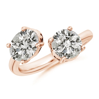 8.5x6.5mm KI3 Oval & Round Diamond Two-Stone Open Ring in Rose Gold