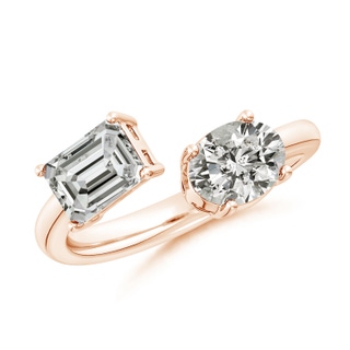 7.7x5.7mm KI3 Oval & Emerald-Cut Diamond Two-Stone Open Ring in Rose Gold