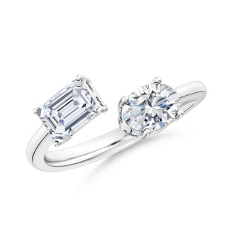 7x5mm GVS2 Oval & Emerald-Cut Diamond Two-Stone Open Ring in P950 Platinum