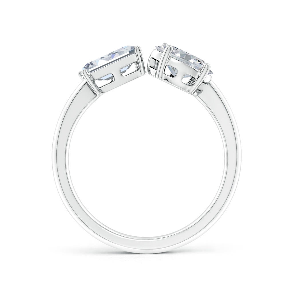 7x5mm HSI2 Oval & Emerald-Cut Diamond Two-Stone Open Ring in White Gold Side 199