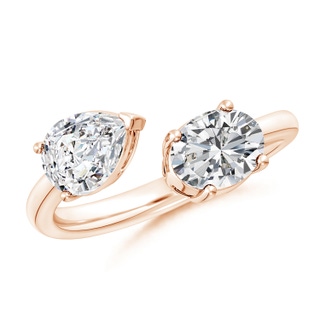 7.7x5.7mm HSI2 Oval & Pear Diamond Two-Stone Open Ring in 18K Rose Gold