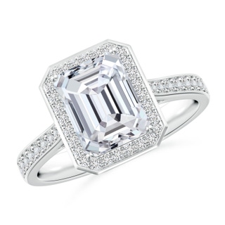 8.5x6.5mm HSI2 Emerald-Cut Diamond Halo Cocktail Ring in P950 Platinum