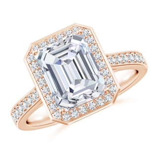 9x7mm GVS2 Emerald-Cut Diamond Halo Cocktail Ring in Rose Gold